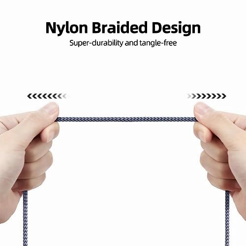 Henrety 3.5mm Nylon Braided Aux Cable (6.5ft/2m) - Male to Male Audio Auxiliary Cord for Headphones, Car, Home Stereos, Speaker, iPhone, iPad, iPod, Echo - Gray