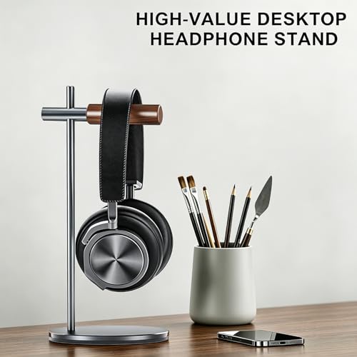 Oak Headphone Stand, Wood Headset Stand for Desk, Universal Holder for Airpods max, Bose, Beats, Gaming, Apple Vision Pro, VR Display Stand (Gray) - color: Gray