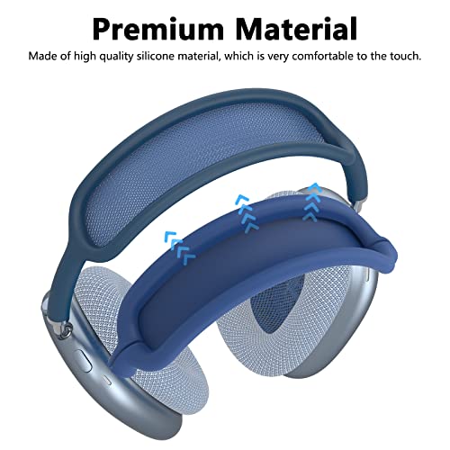 Silicone Case Cover for AirPods Max Headphones 2/1 (2026/2020) (Blue) - color: Clear Blue-T