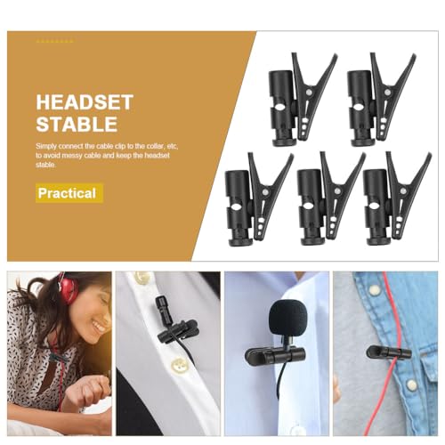 Gatuida 5Pcs Headphone Cable Clip Headset Microphone mic Stand Microphone Wire Clips Earphone s Headphone Cord Holder Fixing Stand Headphones Adapter abs Major