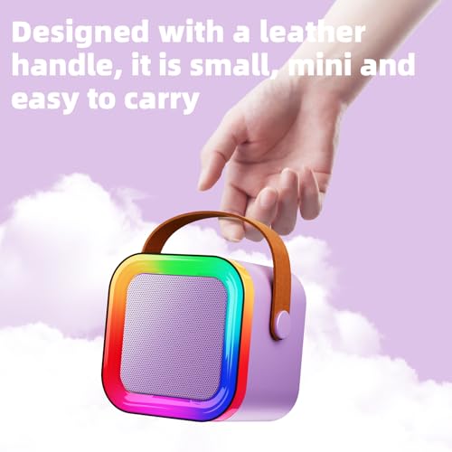 Kids Karaoke Machine Toy Ages 3-12, 2 Wireless Mics BT Speaker, Purple | Voice Changer, LED Party Lights, Duets, BT 5.3, Mini Rechargeable Portable, Christmas Birthday Gifts for Toddler Boys & Girls - color: Purple - 2
