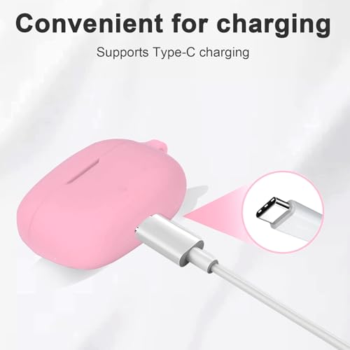 Silicone Case for JBL Vibe Beam 2, JBL Vibe Beam, JBL Vibe 200TWS True Wireless Headphones, Premium Shockproof Case Cover with Carabiner. (Pink) - color: Pink
