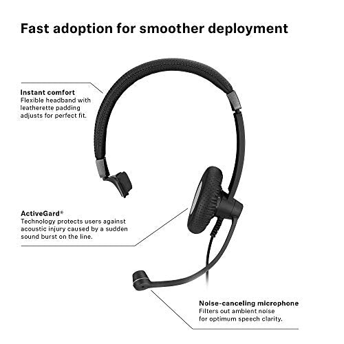 Sennheiser SC 45 USB MS (507083) - Single-Sided Business Headset | For Skype for Business, Mobile Phone, Tablet, Softphone, and PC | HD Sound & Noise-Cancelling Microphone (Black) - style: SC 45 USB MS