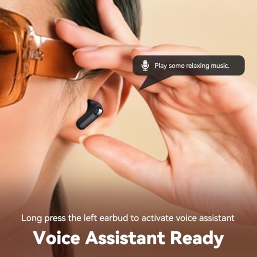 ANCwear Wireless Earbuds with Mini Handbag Case, 22H Playtime, Black | Bluetooth 5.3, 13mm drivers, touch controls and DIY stickers for music, calls, travel, everyday wear and gifting - color: Black Pearl