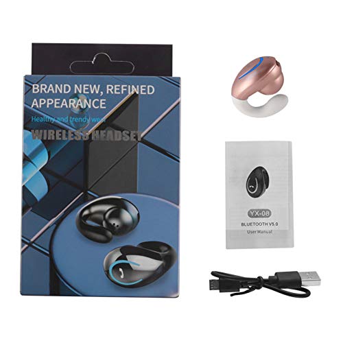 Bluetooth Headset, Single Ear BT5.0 Ultralight Wireless Headphone Cell Phone Earpiece Ear Clip with Mic, Noise Canceling Handsfree Driving Earbud for iPhone, Android,Samsung Smartphone(Pink) - color: Pink