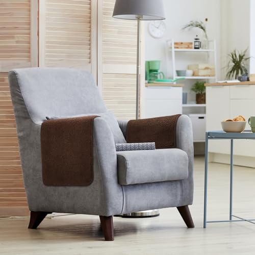 Frienda 2 Pieces Recliner Headrest Covers Sofa Headrest Protector for Recliner Chair Couch Furniture Non Slip for Living Room(Coffee) - color: Coffee