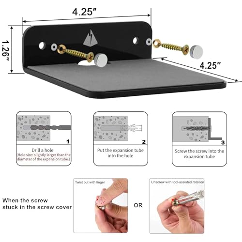 Small Floating Shelves Speaker Shelves-2 Pack Wall Shelves Speaker Mount for Speaker Webcam Display Shelf Acrylic Shelves 4.25 x 4 inche(Black, Small) - color: Black, size: Small