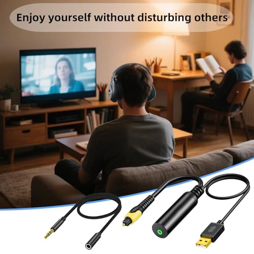 192KHz DAC Optical to 3.5mm Female Converter,Optical Audio Cable to AUX Cable Adapter,Digital to Analog Audio Converter for HDTV DVD Set-top Boxes (Unidirectional O-ptical to A UX) Aux Cable - 5FT - size: 5FT