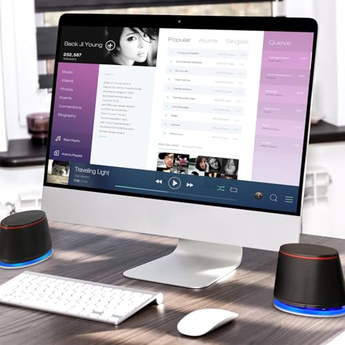 Sanyun SW102 Computer Speakers for Desktop PC Laptop, 2.0 USB Powered | Dual Passive Radiators, Punchy Bass, 3.5mm AUX for Audio, In-Line Volume Control, Plug and Play, Space-Saving (Pair, Black) - color: Black
