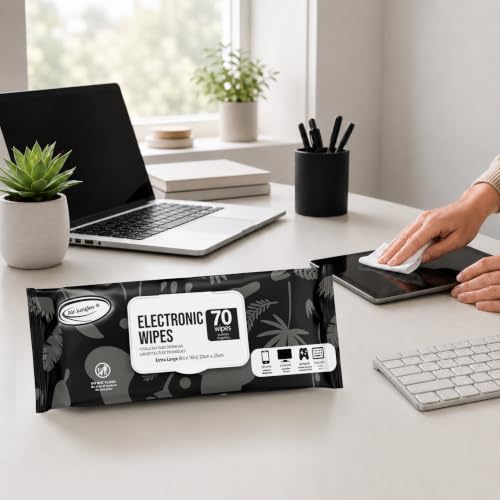 Air Jungles Electronic Wipes Screen Cleaner 70 Count, XL 8x10 Inch | No Cloth Needed, Cleaning LED Screen, TV, Computer, Tablet, Phone, Laptop, Monitor, Smart Watch, Headphone & Gaming Equipment - size: 70 Count (Pack of 1)