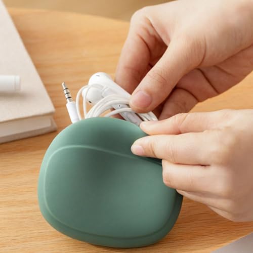 Silicone Headphone Organizer Data Cable Storage Case Holder Small Bag Pouch Portable for Bluetooth Headset Wired Earbuds Earplugs USB Flash Drive Key 2pcs