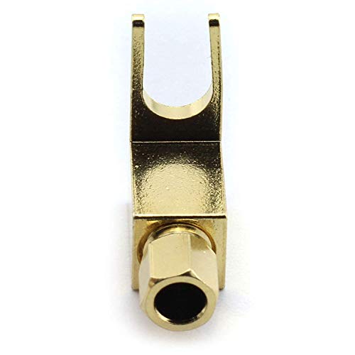 8 PCS Speaker Cable Connector, Hi-end Banana to Spade Adapter Plug Speaker Cable Wire Right Angle Spade Fork and Binding Post Connector HiFi Gold