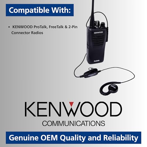 KENWOOD KHS-31C C-Ring Walkie Talkie Earpiece with Mic with PTT & Clip Microphone, Durable & Lightweight, Long Cable, VOX Compatible, Supports KENWOOD ProTalk, FreeTalk & 2-Pin Connector Radios - style: KHS-31C