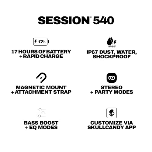 Skullcandy Session 540 Portable Lightweight Bluetooth Speaker - Primer | Waterproof, Dustproof, 17 Hours of Playtime, Built for Home, Outdoors, Party, Travel, Big Sound, iPhone Android Compatible - color: Primer