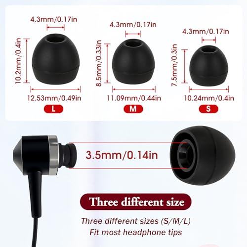 Hariendny 15 Pairs Silicone Ear Bud Replacement Pieces Earbuds Ear Tips Replacement Ear Bud Covers S/M/L Sizes Ear Gels Soft Earphones Earbuds Black Ear Cushion Ear Bud Tips Replacement Kit