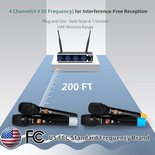 4 Channel Wireless Microphone System Pro (G8 Battery 4 Handheld)