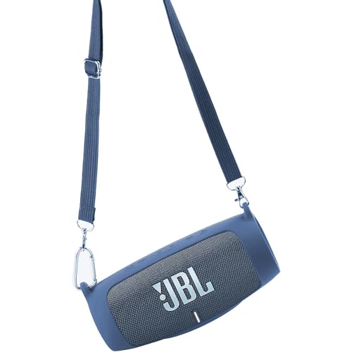 co2CREA for JBL Charge 5 Waterproof Bluetooth Speaker Silicone Cover, Blue | Portable Soft Travel Case with Carabiner, Protective Skin Cover with Shoulder Strap - color: Blue Case, style: Case without handle