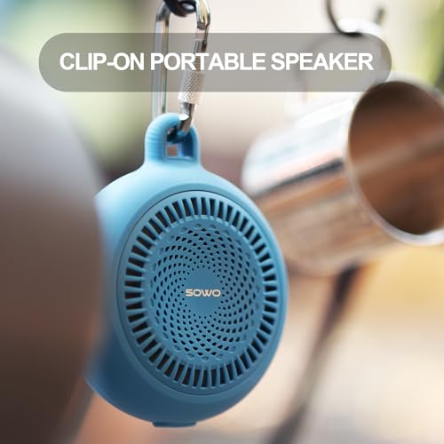 SOWO Shower Bluetooth Speaker Waterproof - Small Portable Wireless Clip Speaker with Louder Volume and Powerful Bass - Colorful Lights and 10H Playtime - Lightweight for Camping,Kayak,Boat - Blue | Louder Volume and Powerful Bass | Colorful Lights and 10H