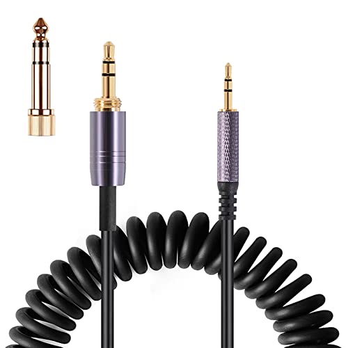 FAAEAL QC35 Coiled Audio Cable Replacement for Bose QC45(QuietComfort 45) NC700,AKG Y55BT Y55 Headphones, 2.5mm to 3.5mm(1/8”) Extension Aux Cord with 6.35mm (1/4") Adapter(4.2ft-14ft) - size: 4.2ft-14ft