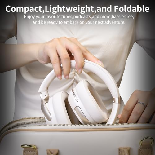 Hybrid Active Noise Cancelling Headphones, Wireless Over Ear Bluetooth - color: Cream White