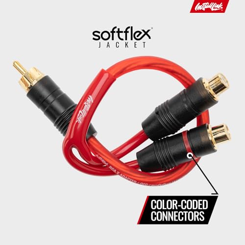 Install Link RCA Y Adapter Cable, 1-Male to 2-Female Splitter, 2-Pack (OFC) | Pure OFC Copper, 1ft, Feeds One Stereo Signal to Two Components, for Subwoofer, Home Theater, Car Audio Amplifier, Studio - color: Frosted Red, size: 1-Male to 2-Female