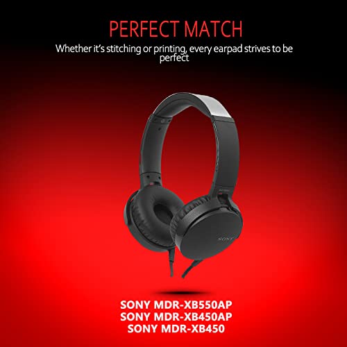 Krone Kalpasmos Sony MDR-XB550 Ear Pads, Replacement Ear Pads for Sony MDR-XB550AP MDR-XB450AP MDR-XB450 Headphones, Sony mdr-xb450(mdr xb450) Ear Cushions with Memory Foam Soft Leather (Black)
