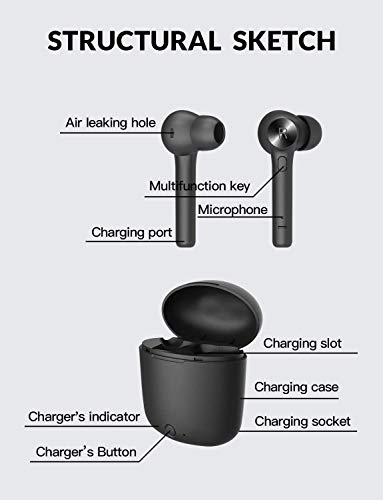 Bluetooth 5.0 Wireless Earbuds, Bluedio Hi(Hurricane) Wireless Earbud Headphones in-Ear Earphones with Charging Case, Mini Car Headset Built-in Mic for Cell Phone/Running/Android, 5Hrs Playtime