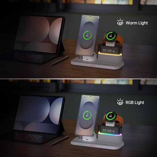 Magnetic Charger for Samsung, 5 in 1 Wireless Charging Station for Samsung Galaxy S25 Ultra/S24/S23/S22, Galaxy Watch 8/7/6/4/5, Galaxy Buds/Pro, Upgraded Version - color: White-Upgraded Version