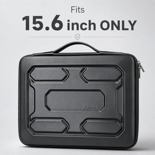 DOMISO 15.6 inch Laptop Sleeve with Handle Shockproof Computer Bag Waterproof EVA Protective Carrying Case for 15.6" Lenovo Yoga 720 IdeaPad 310 320 ThinkPad T570/Dell Inspiron 15/HP Envy 15, Black - color: Black, size: 15.6 inch