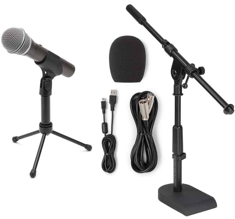 Samson Q2U Recording and Podcasting Pack USB/XLR Dynamic Microphone with Stand Upgrade