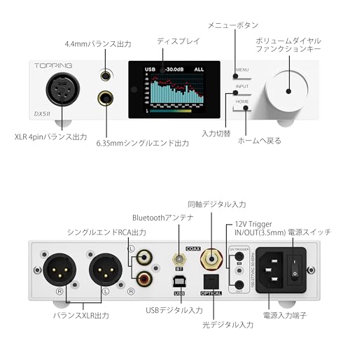TOPPING DX5 II Hi-Res DAC & Headphone Amp Combo – Dual ES9039Q2M, X-Hybrid Amp, 10-Band PEQ, LDAC Bluetooth 5.1, 4.4mm Balanced & 6.35mm Headphone Output, Preamp Mode, 12V Trigger (Silver) - color: Silver