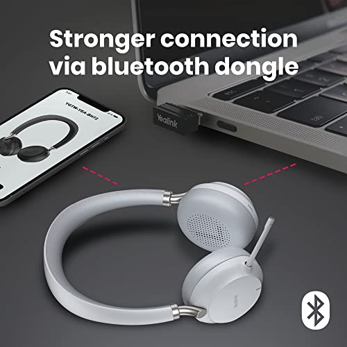 Yealink BH72 Bluetooth Headset UC with Charging Stand, USB-A (Grey) - GTW Bundle Yealink Wireless Headset with Global Teck Microfiber Cloth - Compatible for Office and Home Use - color: Grey - w/ Charging Stand, size: UC Version