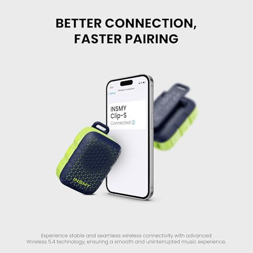 INSMY Wearable Bluetooth Speakers IP67 Waterproof Clip On Small Speaker | Portable Personal Speakers,Clean Sound,Stereo Pair,Wireless,ENC Built-in Mic,Lightweight for Golf Work Pool Gift (Blue) - color: Dark Blue