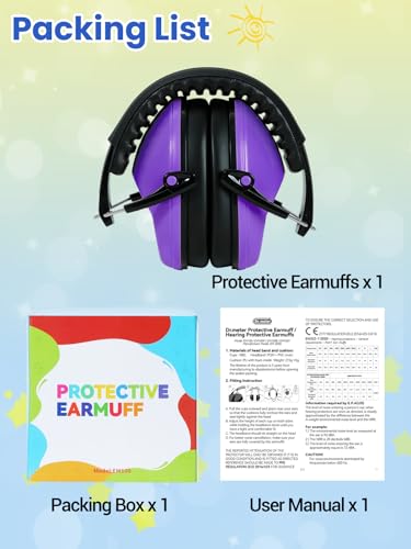Dr.meter Ear Muffs for Noise Reduction: EM100 SNR27.4 Kids Ear Protection | Noise Cancelling Headphones for Kids Adults Monster Truck, Concerts, Fireworks and Air Shows -with Adjustable Headband - color: Purple