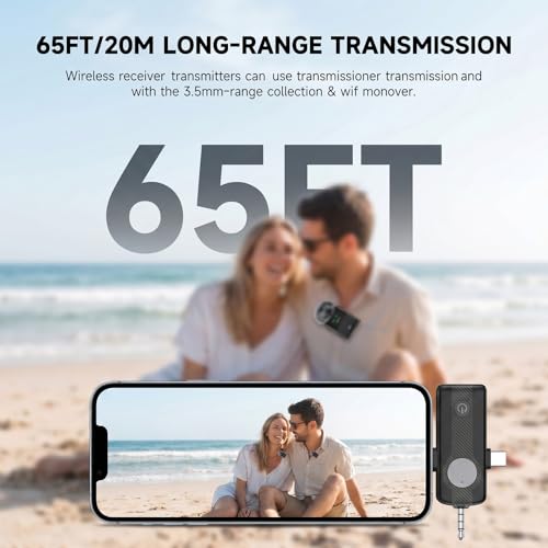 DORNLAT Wireless Lavalier Microphone, 3 in 1 Plug Play Lapel Mic for iPhone/Android/Camera, Noise Cancelling, Mini Compact Lavalier Mic for Vlog, YouTube, TikTok, Live Streaming, Record Interview