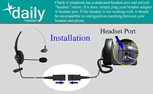 DailyHeadset RJ9 Corded Headset for Analog Phones Aastra Nortel Polycom Digium ShoreTel NEC Telephones