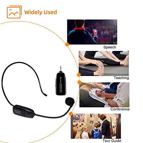 Retekess TT123 Wireless Microphone Headset,2.4G Wireless Mic System,164ft,Headset and Handheld 2 in 1,for Tour Guide,System,Voice Amplifier,Window Speaker,PA System(Incompatible Phone,Laptop)