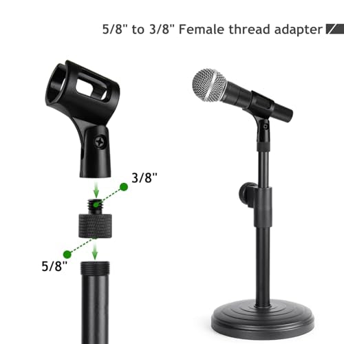 Mic Stand Adapter 5/8 Female to 3/8 Male and 3/8 Female to 5/8 Male Screw Adapter Thread for Microphone Stand Mount to Camera Tripod Adapter 2 Pack - size: 3/8 Kit
