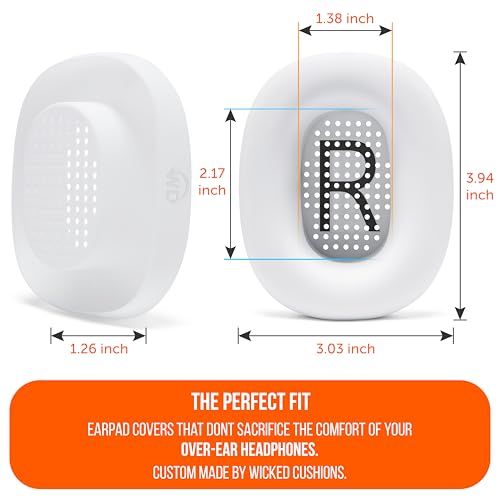 WC SweatZ Max - Patented Silicone Sweat Covers for AirPods Max 1 | Made by Wicked Cushions | (Does Not Fit AirPods Max 2). Sweatproof, Full Earpad Protection | White - color: White