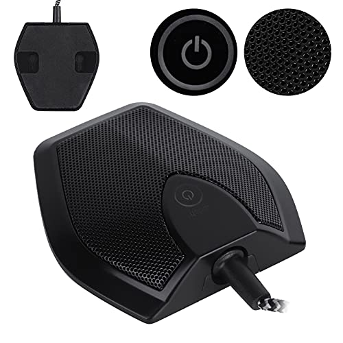 ciciglow USB Conference Microphone,USB Mic with Mute Function,Touch DualCapacitor Recording Receiver,Plug & Play,Multiple Pickup Patterns for Video Teaching Conference Room Game Webcast