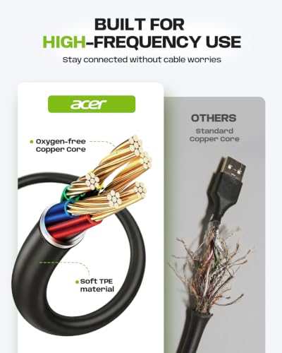Acer USB Headset with Microphone, Clear Sound Quality for Call & Meetings, Wired Computer Headset for PC Laptop, Single Ear Headset for Office, Work, Teams and Call Center Use - USB-A/C & 3.5mm | Clear Sound Quality for Call & Meetings, Work Headset for O