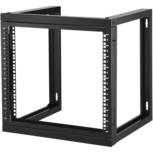 VEVOR 9U Server Rack, Wall Mount Network Rack for 19 Inch IT & AV Equipment, Open Frame 18" Deep 150 lbs Max Load Capacity - size: 9U-1