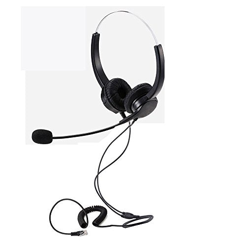 Telephone Headset, Hands-Free Call Center Noise Cancelling Corded Binaural Headset Headphone 4-Pin RJ9 Crystal Head Mic Microphone Desk Phone -Telephone Counseling Services,Insurance, Hospitals