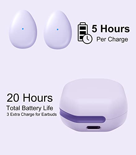 Extra-Small Wireless Earbuds for Small Ears Z1, Semi-in Ear Bluetooth Invisible Headphones, Low-Profile & Lightweight for Side Sleeping, Cycling & Helmet Use, iPhone Android - color: Light Purple