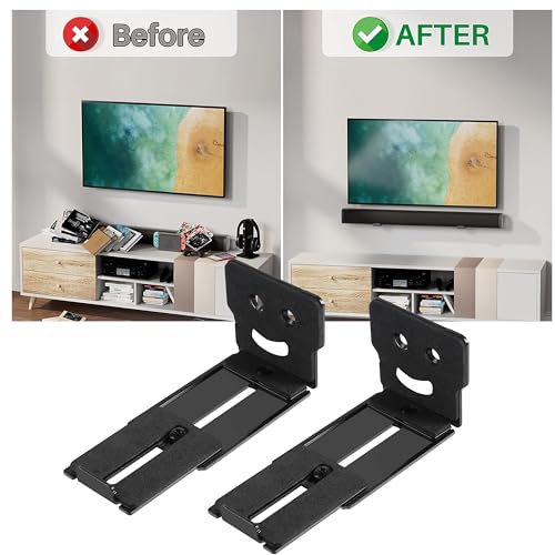 Adjustable Soundbar Mount, Lockable & Universal Fit, Anti-Slip | Removable Wall Brackets, 3.4-5.2 inch Adjustable, Metal, 25 lbs Capacity, Under TV Mount - color: Adjustable-1 (3.4"-5.2")