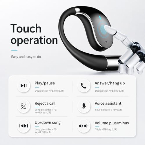 Wireless Headset Wireless Headphones Handsfree Call Wireless Earpiece Noise Cancellation Earbud Earphones Mic Compatible with Cell Phones Car Driver Trucker Business Office (Black with Box) - color: Black with box