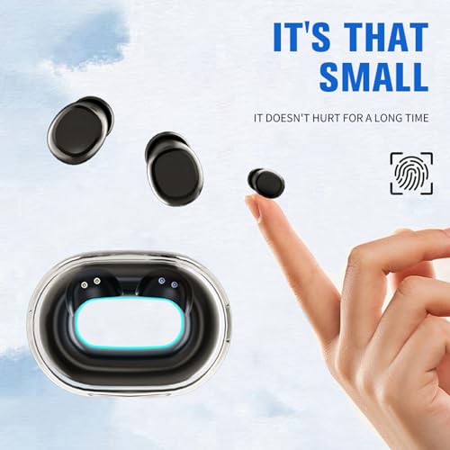 Invisible Tiny Mini Small Earbuds Wireless Bluetooth Low Profile Smallest Micro Discreet Hidden Earbuds for Small Ear Canals Disguised Sleep Ear Buds Spy Secret Headphones Earphones for Work Blue - color: Blue