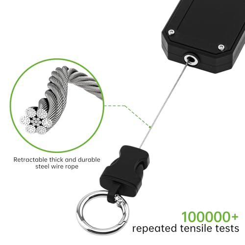 CB Mic Holder Retractable, Swivel Microphone Hanger for Truck Drivers | 31.5" steel cable auto-retracts. 360° swivel hook.Tool-Free.Smooth consistent retraction.D-rings & clip included.
