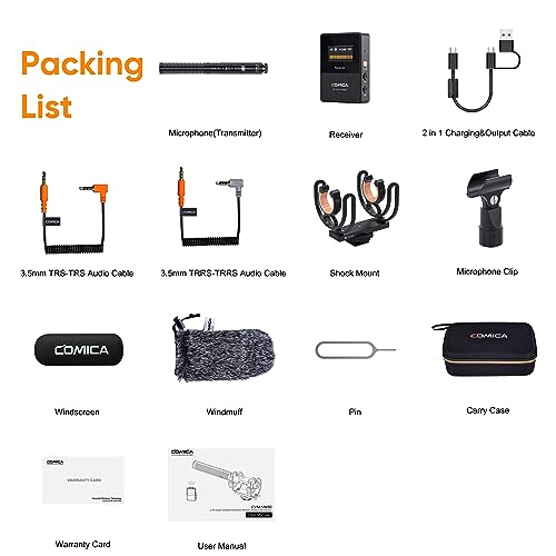 COMICA VM30 Wireless Shotgun Microphone for iPhone Canon Nikon Sony Camera | Wired&Wireless Modes, Noise Cancellation, Safety Mode, 48H Working, 328ft Range, Video Mic for Film Podcasting Live Streaming