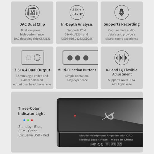 TRN Black Pearl Decoder Dual CS43131 Portable USB DAC/AMP - color: Black Pearl